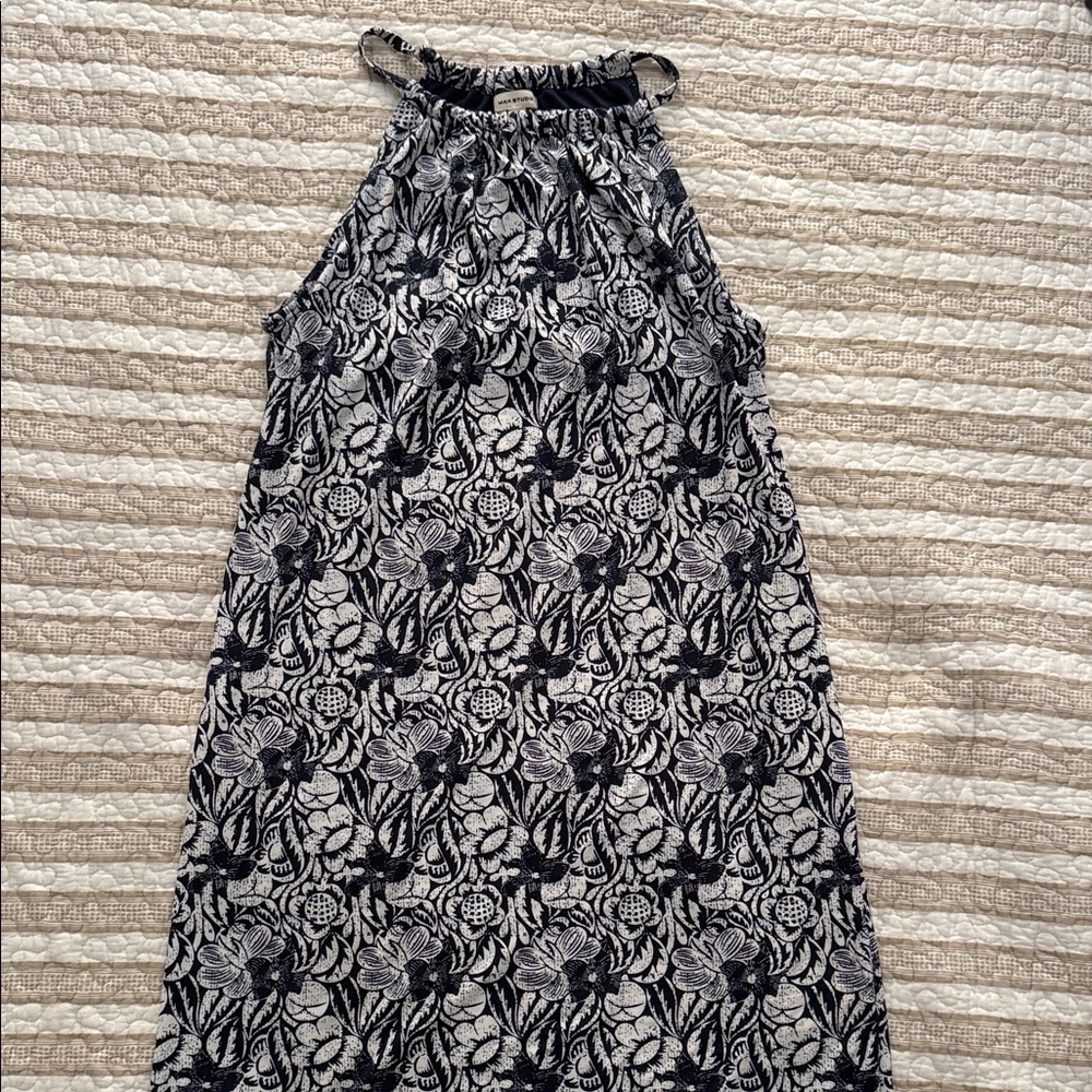 Max Studio Navy Blue and White Floral Dress